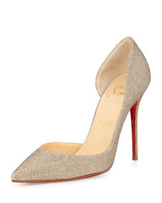 Christian Louboutin Iriza Half-d'Orsay Glitter Red Sole Pump, Gold