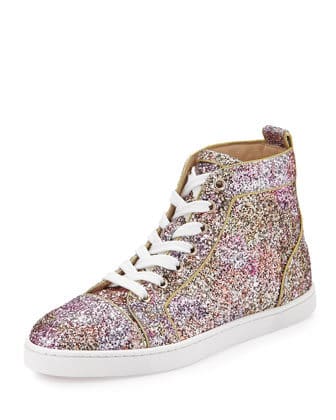 Christian Louboutin Bip Bip Glitter Aquarium High-Top Sneaker, Rosette