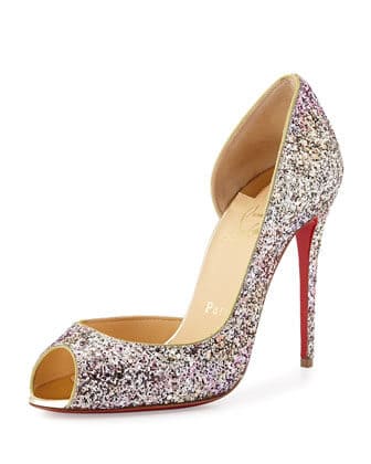 Christian Louboutin Demi You Glittered Red Sole Pump, Rosette Gold