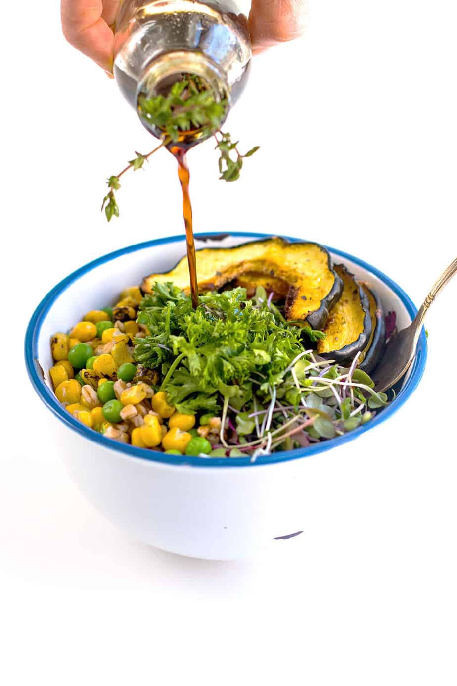 Microgreens Roasted Squash w/ Thyme Honey Balsamic Vinaigrette Salad