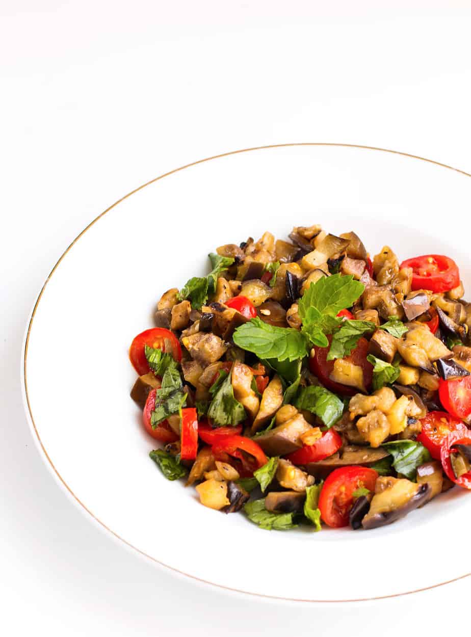 grilled eggplant mint salad recipe
