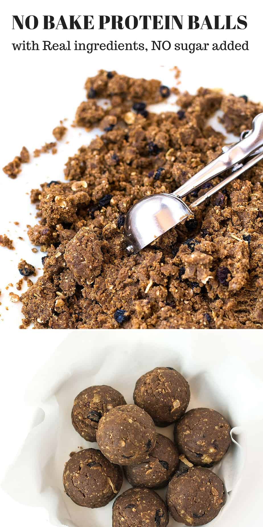 NO BAKE PROTEIN BALLS with Real Ingredients, No Sugar Added. Pre/Post Workout Snack, High Fiber and High Protein Food. Low Carb Diet Friendly Food