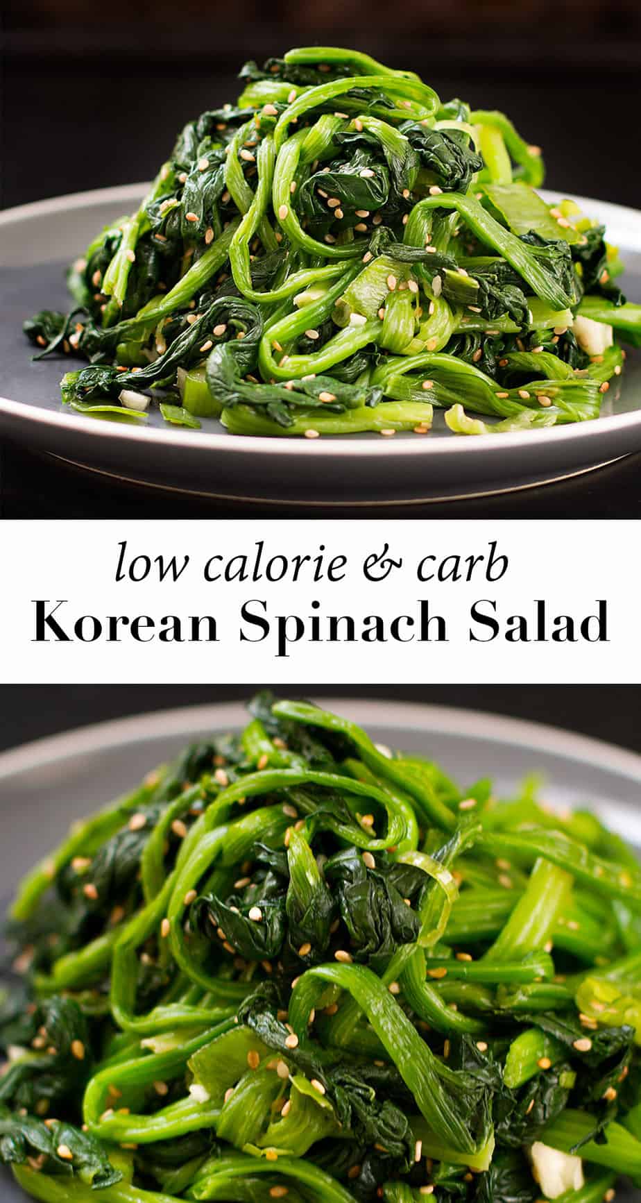 korean-spinach-salad-recipe. Tasty asian salad recipe with low calorie salad dressing from scratch. Carb friendly salad, Whole 30, perfect diabetic recipe meal plan, plant based