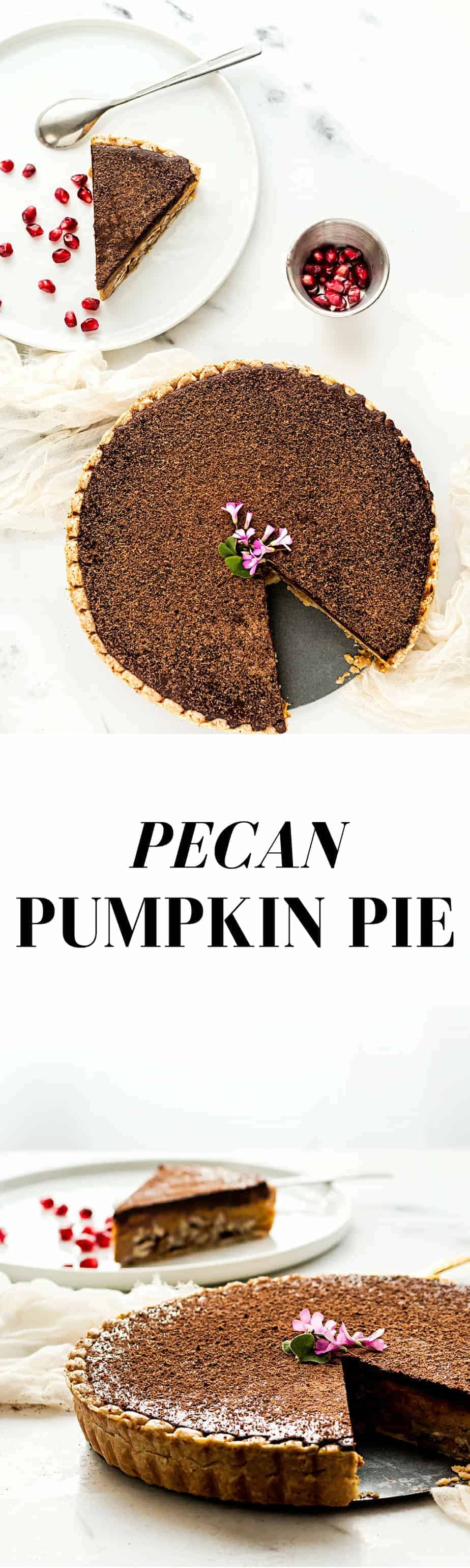 pumpkin pie recipe with pecan and a chocolate topping 