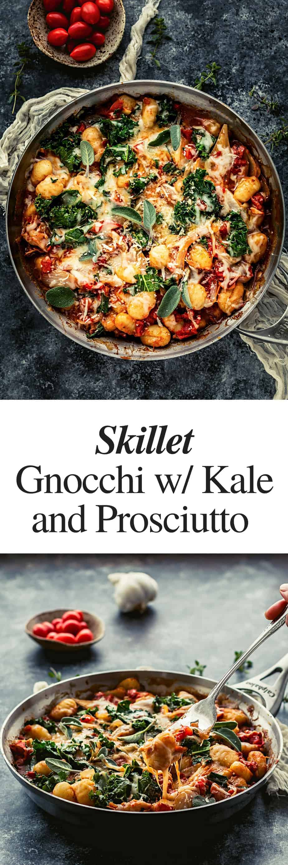 skillet potato gnocchi recipe with prosciutto and kale