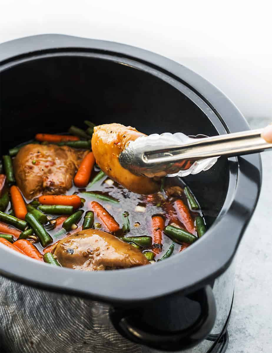slow cooker chicken with Thai Sweet Chili Sauce and Soy Sauce