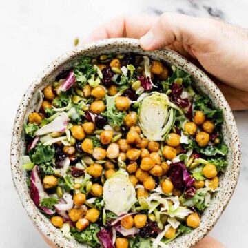 Sweet Kale Salad with Roasted Lemony Chickpeas