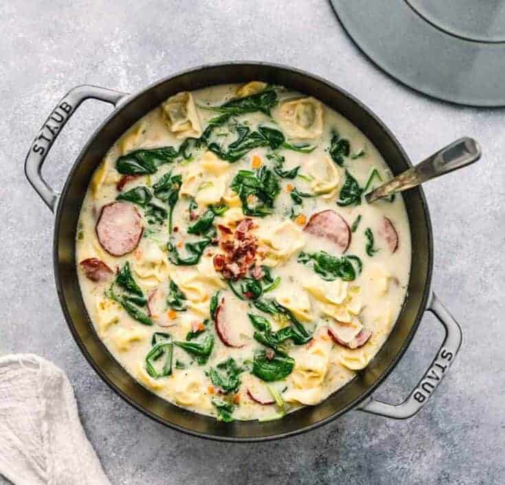Creamy Tortellini Soup with Spinach and Kielbasa Sausage Posh Journal