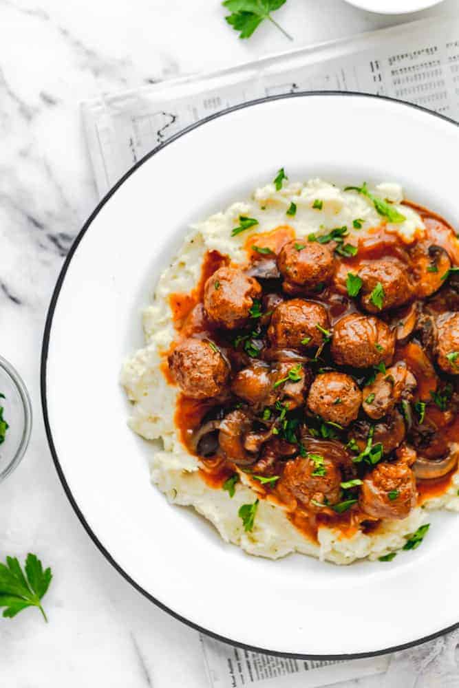 salisbury steak meatballs with mushroom gravy