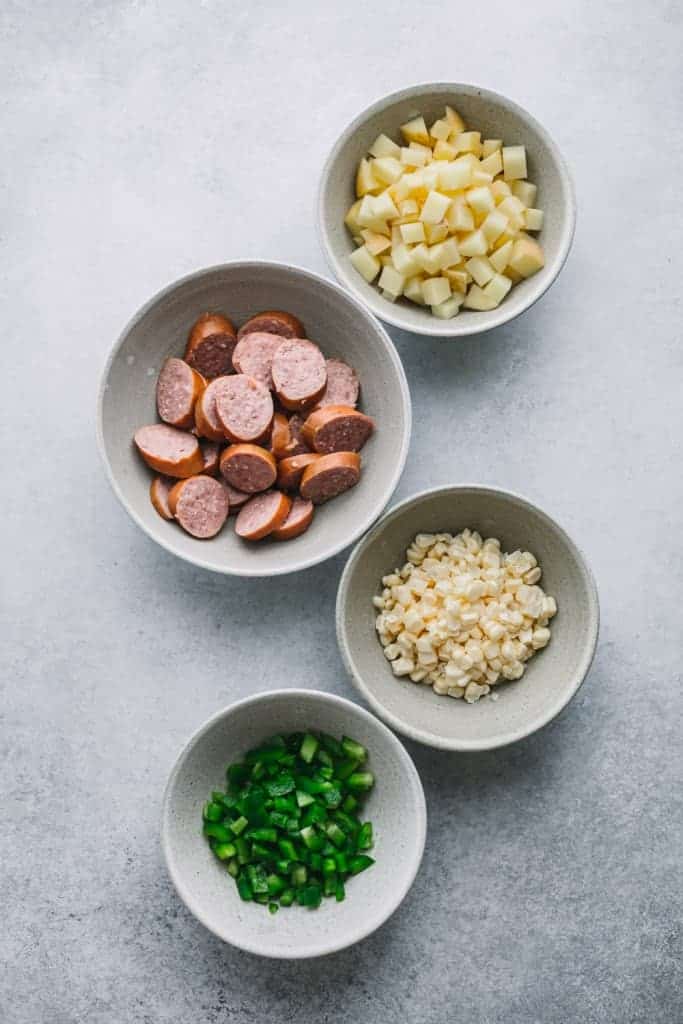 Breakfast Potatoes Skillet with Kielbasa Sausage