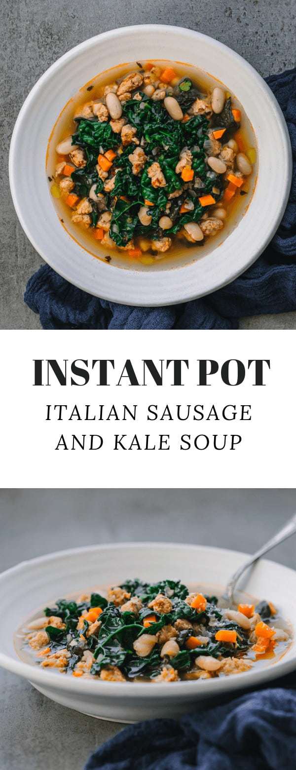  this comfort and hearty Instant Pot Italian Sausage Kale Soup that can be ready in less than 15 minutes, from preparation through the whole cooking process! This comfort pressure cooker kale sausage soup is so flavorful and easy to make!