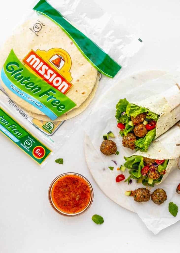 Gluten Free Meatball Wraps with Chipotle Sauce