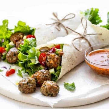 Gluten Free Meatball Wraps with Chipotle Sauce