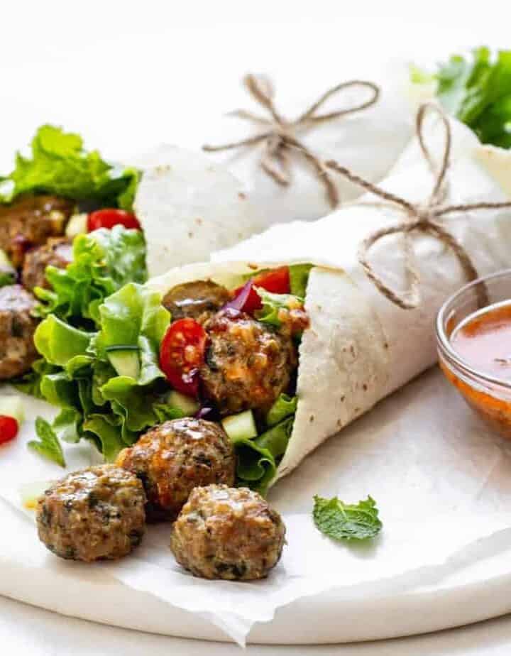 Gluten Free Meatball Wraps with Chipotle Sauce