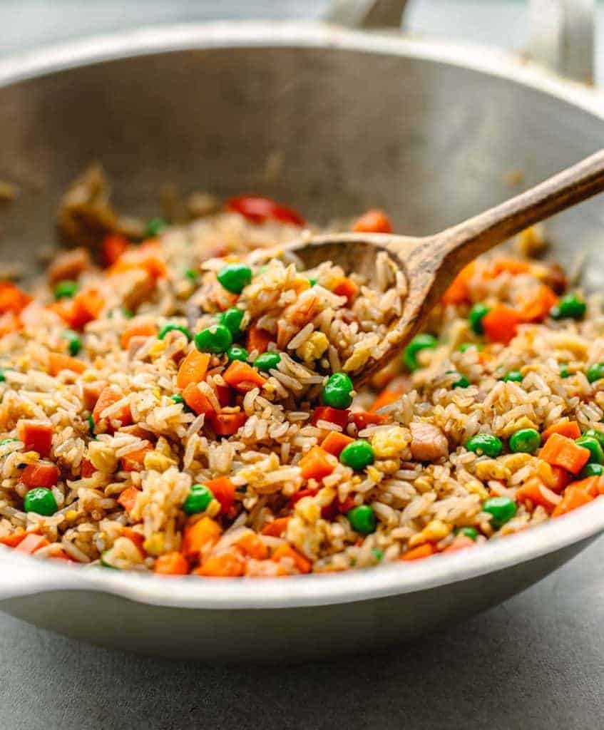 Combination Fried Rice Recipe with Shrimp, Ham and Egg