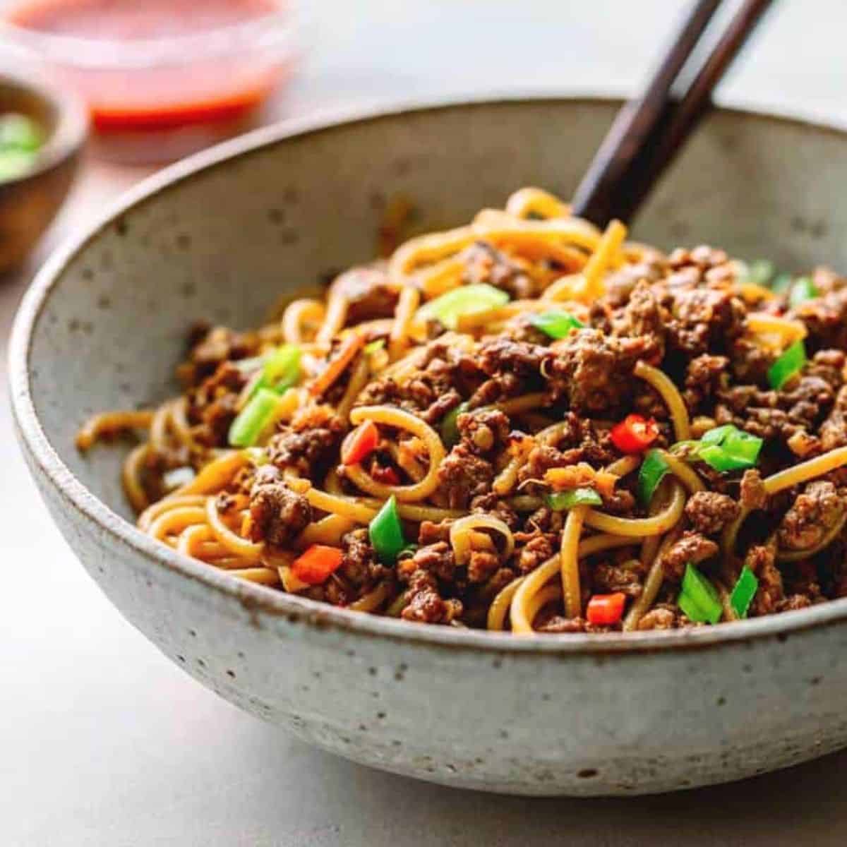 Minced Pork Noodles with Hoisin Sauce - Posh Journal