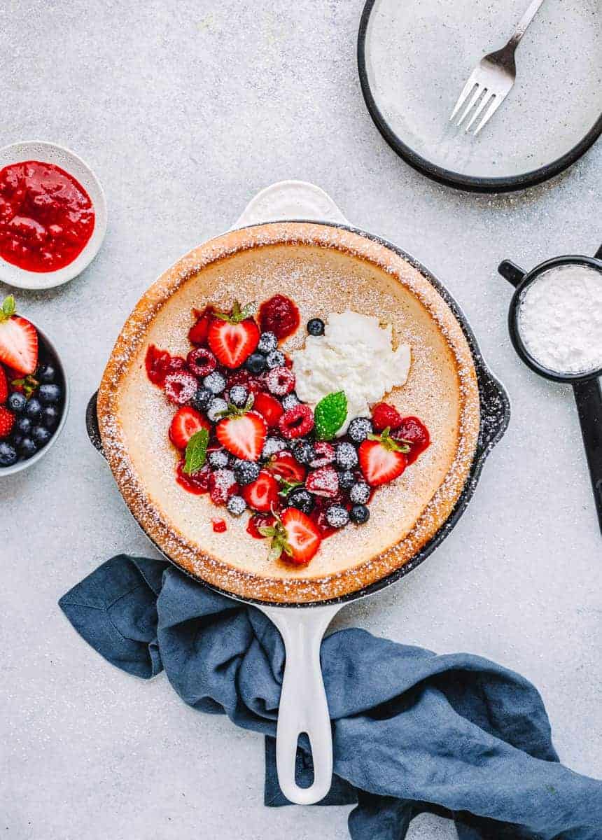 Dutch Baby Pancake with Strawberry Compote