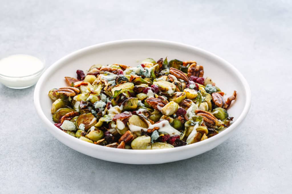 Crispy Brussels Sprouts with Bacon and Garlic Aioli 