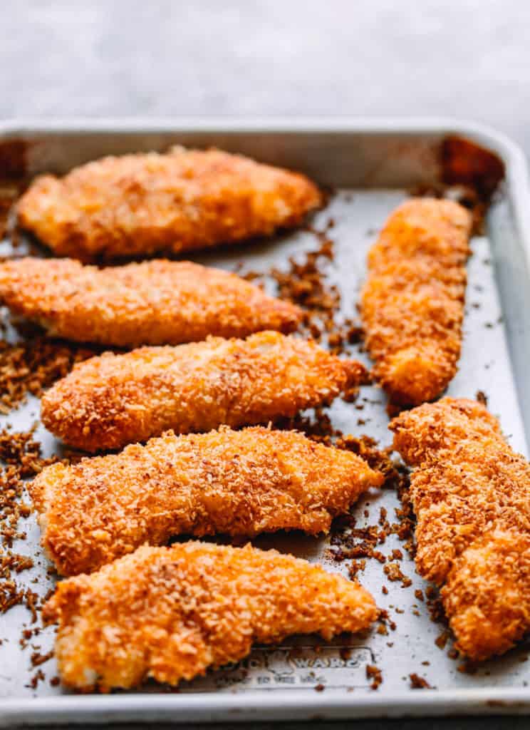 oven baked chicken fingers or chicken strips.