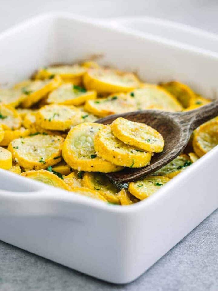 Roasted Yellow Squash with Parmesan Cheese and Herbs