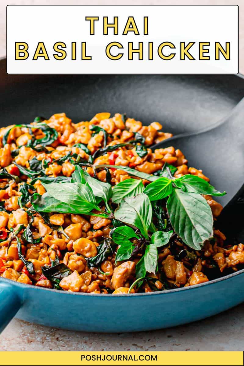 Thai Basil Chicken Recipe Pinterest Pin.