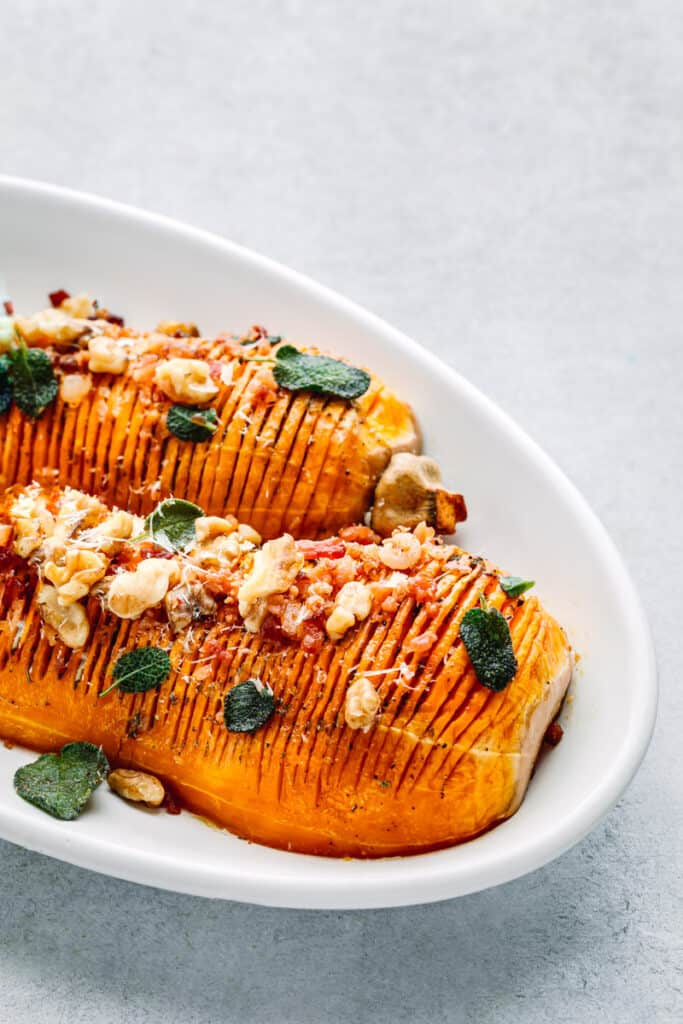 Hasselback Butternut Squash with Brown Butter Sage