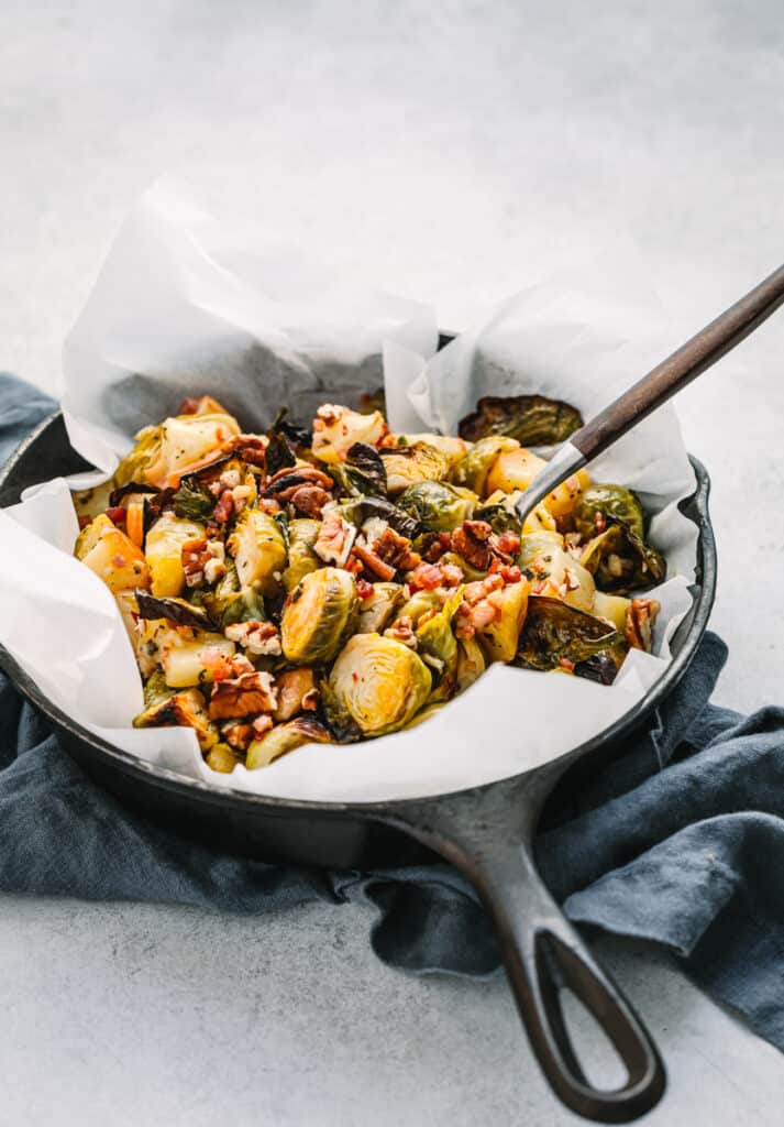 Roasted Brussels Sprouts with Pancetta and Apple