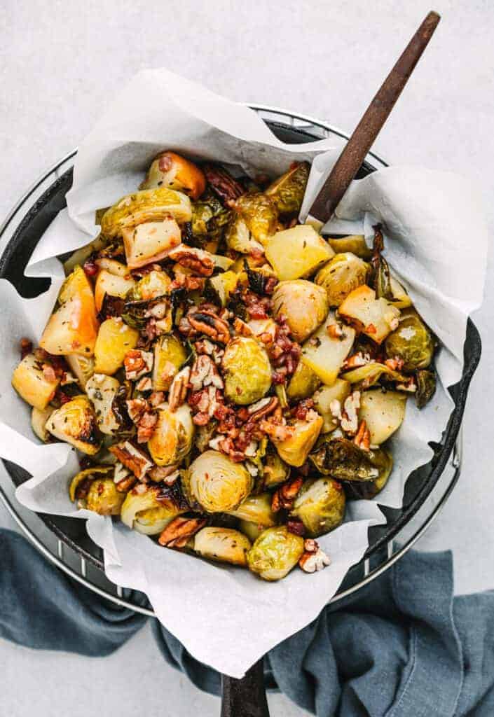 Roasted Brussels Sprouts with Pancetta and Apple