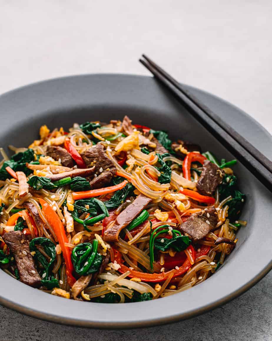 Sweet Potato Noodles (Korean Japchae) | Posh Journal