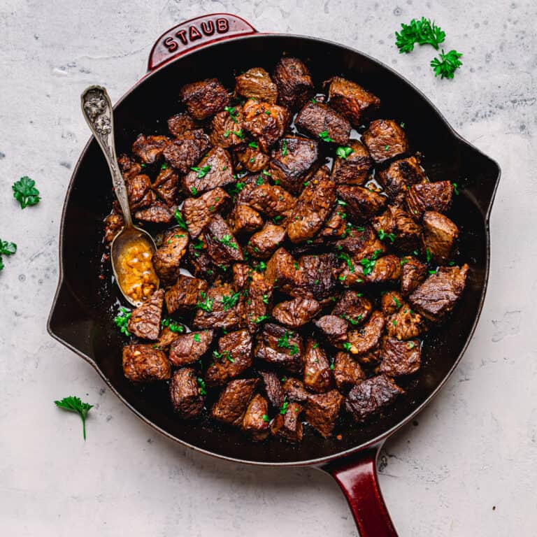 Steak Bites with Peppercorn and Garlic Butter - Posh Journal