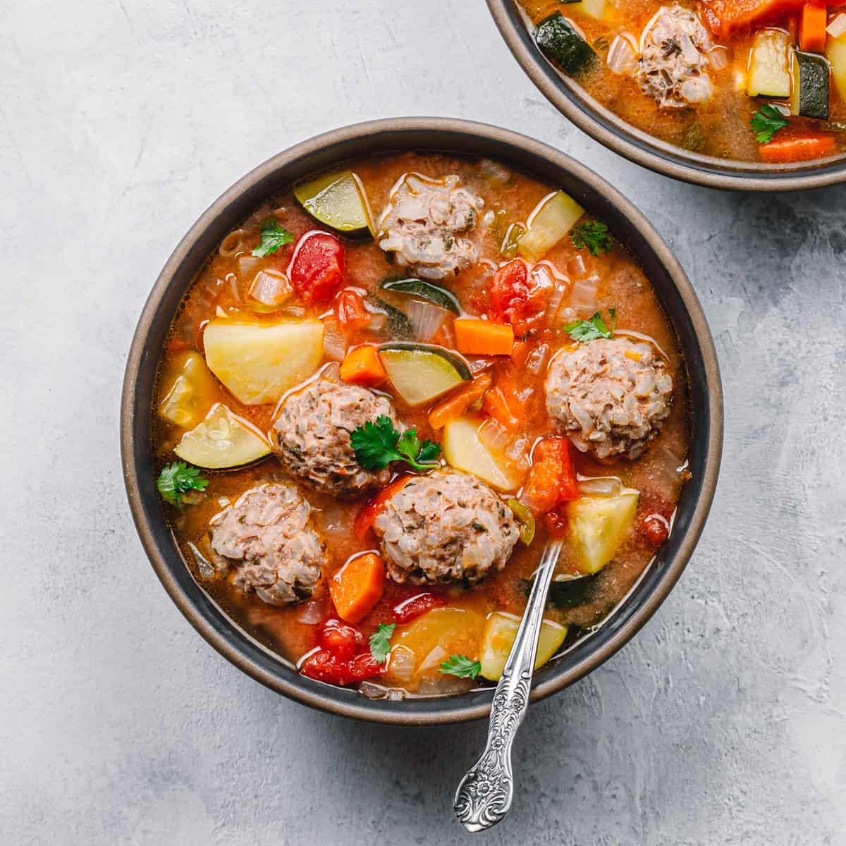 Beef Meatball Soups with Vegetables