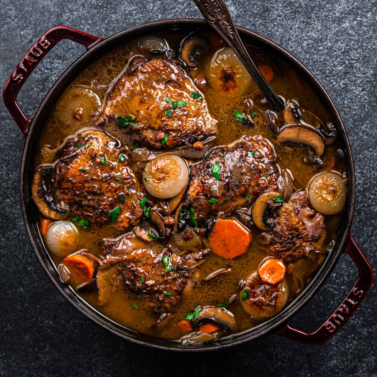 An Awesome French Chicken Stew Recipe - Chicken Bourguignon