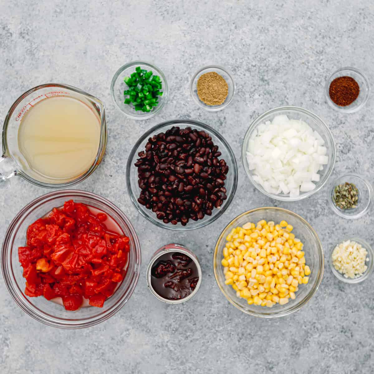 Ingredients for Mexican soup.