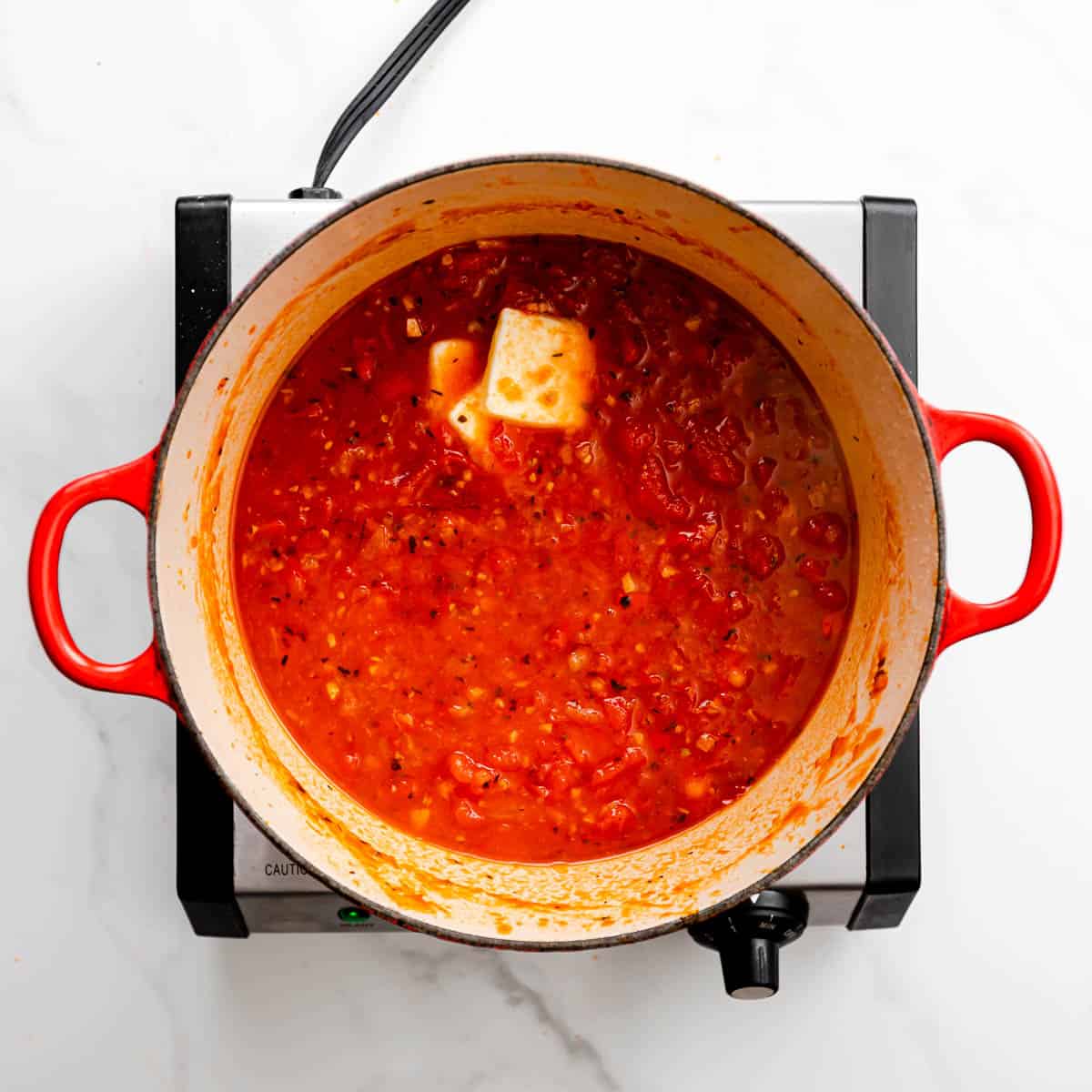 tomato-based broth for mussels.