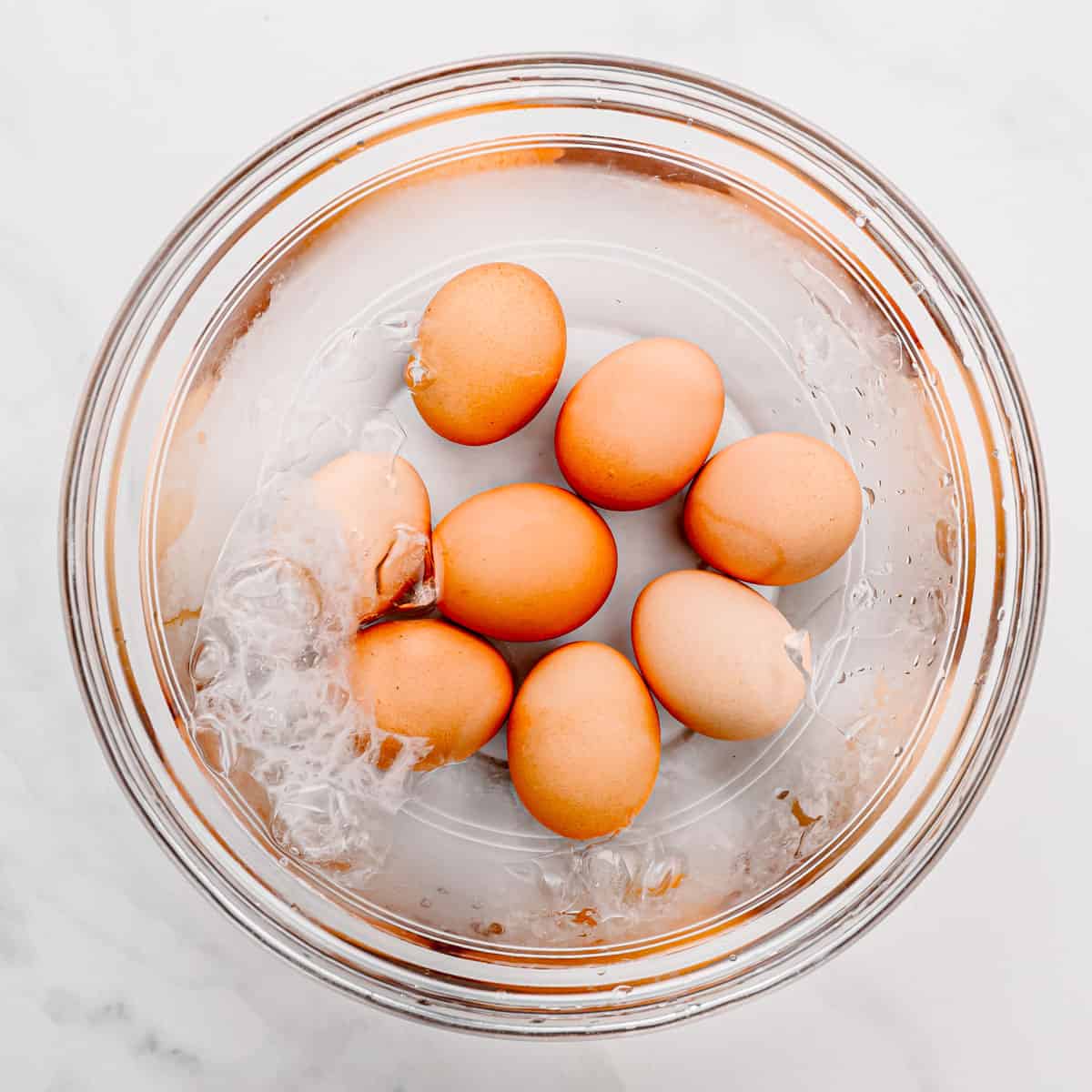 eggs in an iced cold bath.