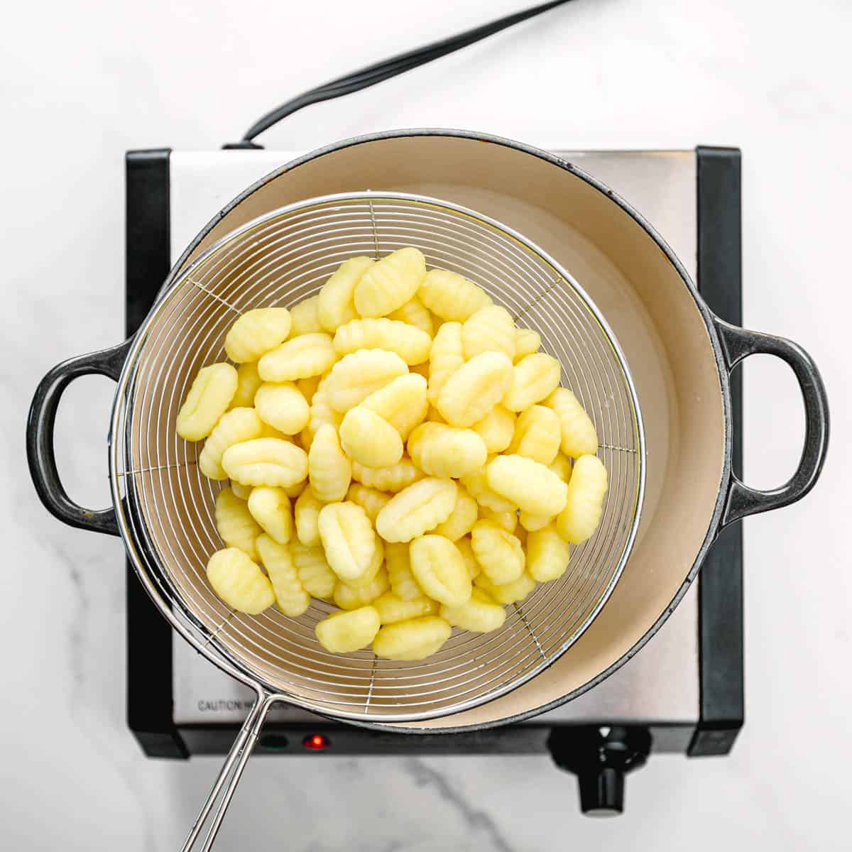 cook gnocchi in a hot boiling water.