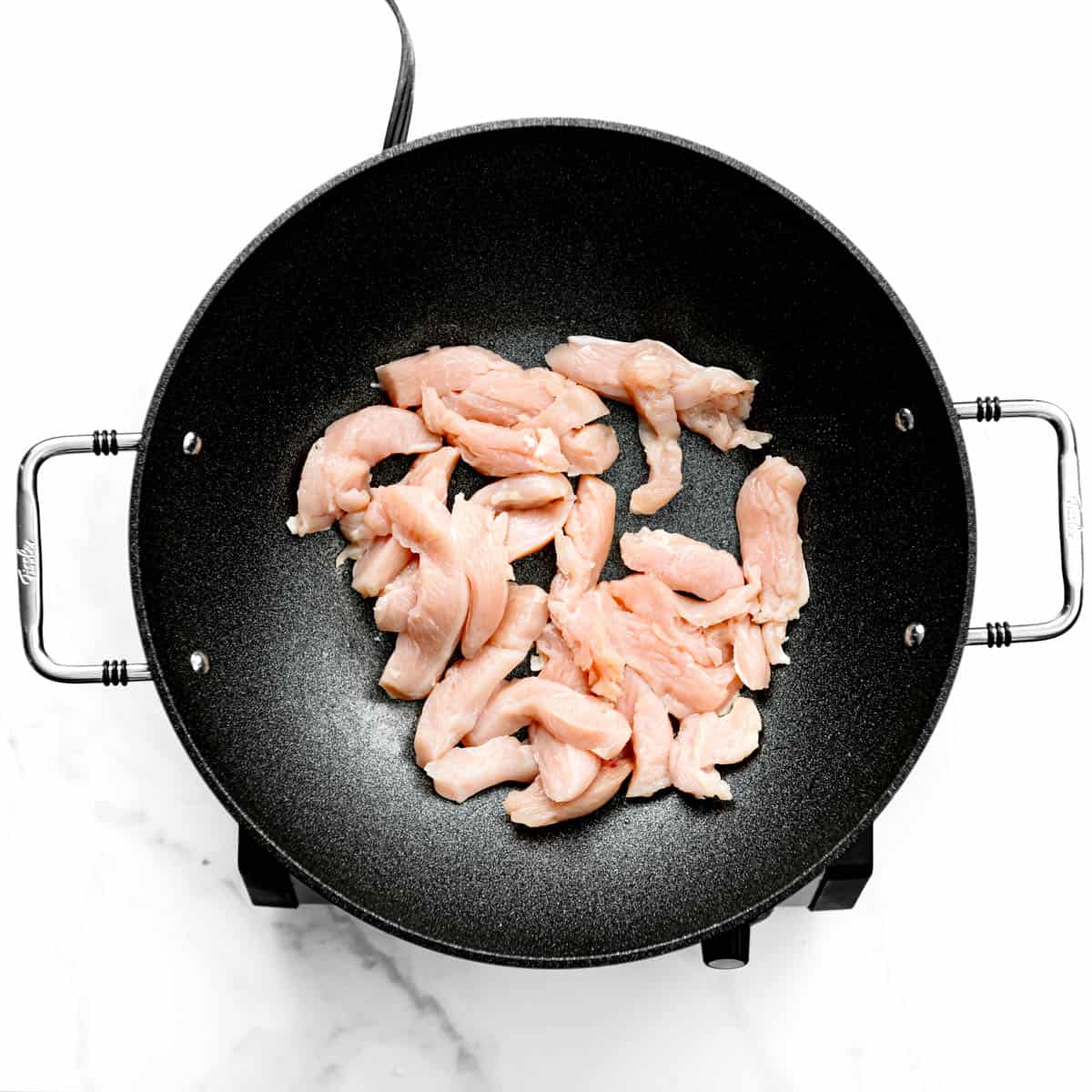 cook the chicken breast strips until no longer pink and cooked through.