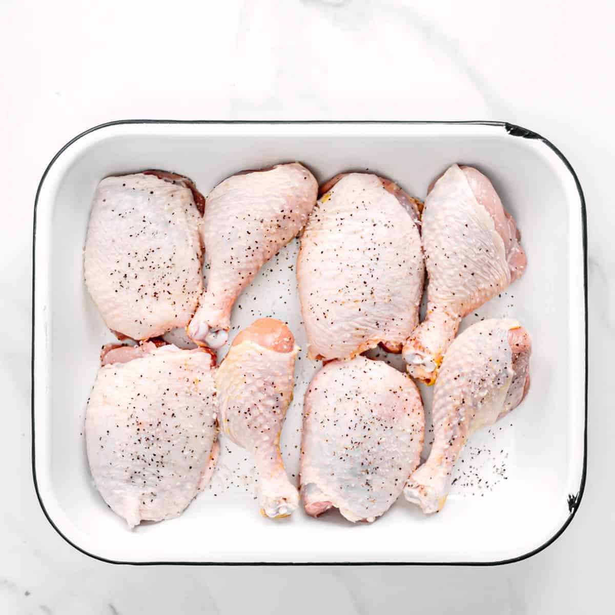 season the chicken with salt and black pepper. 