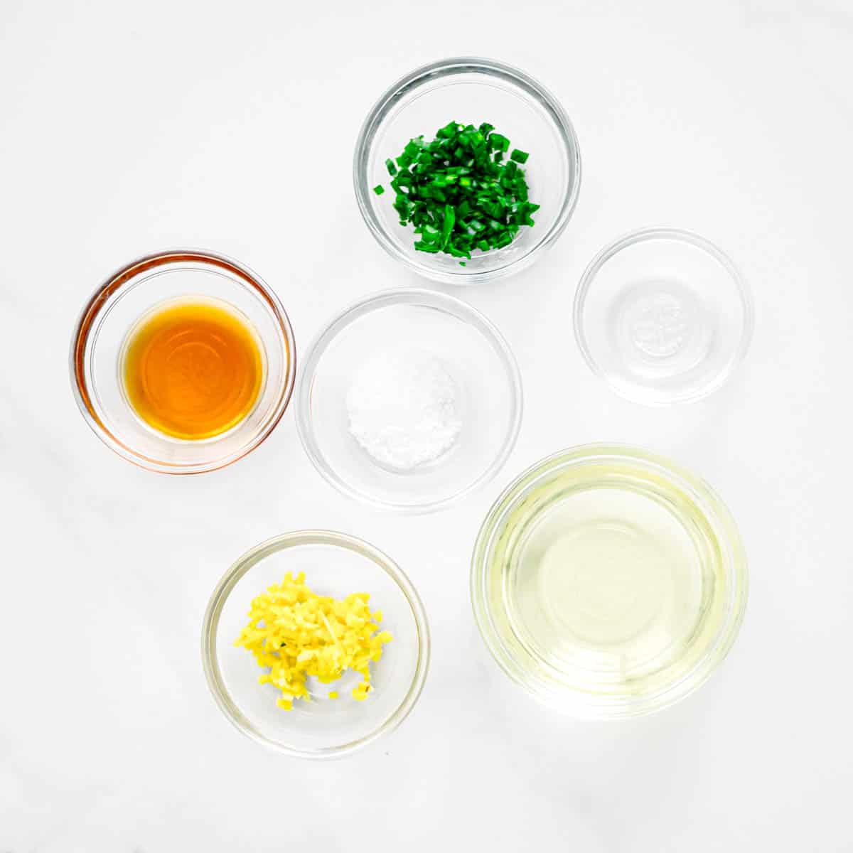 Ingredients for ginger scallion oil.