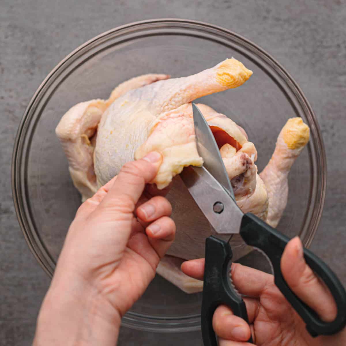 removing fat from chicken. 