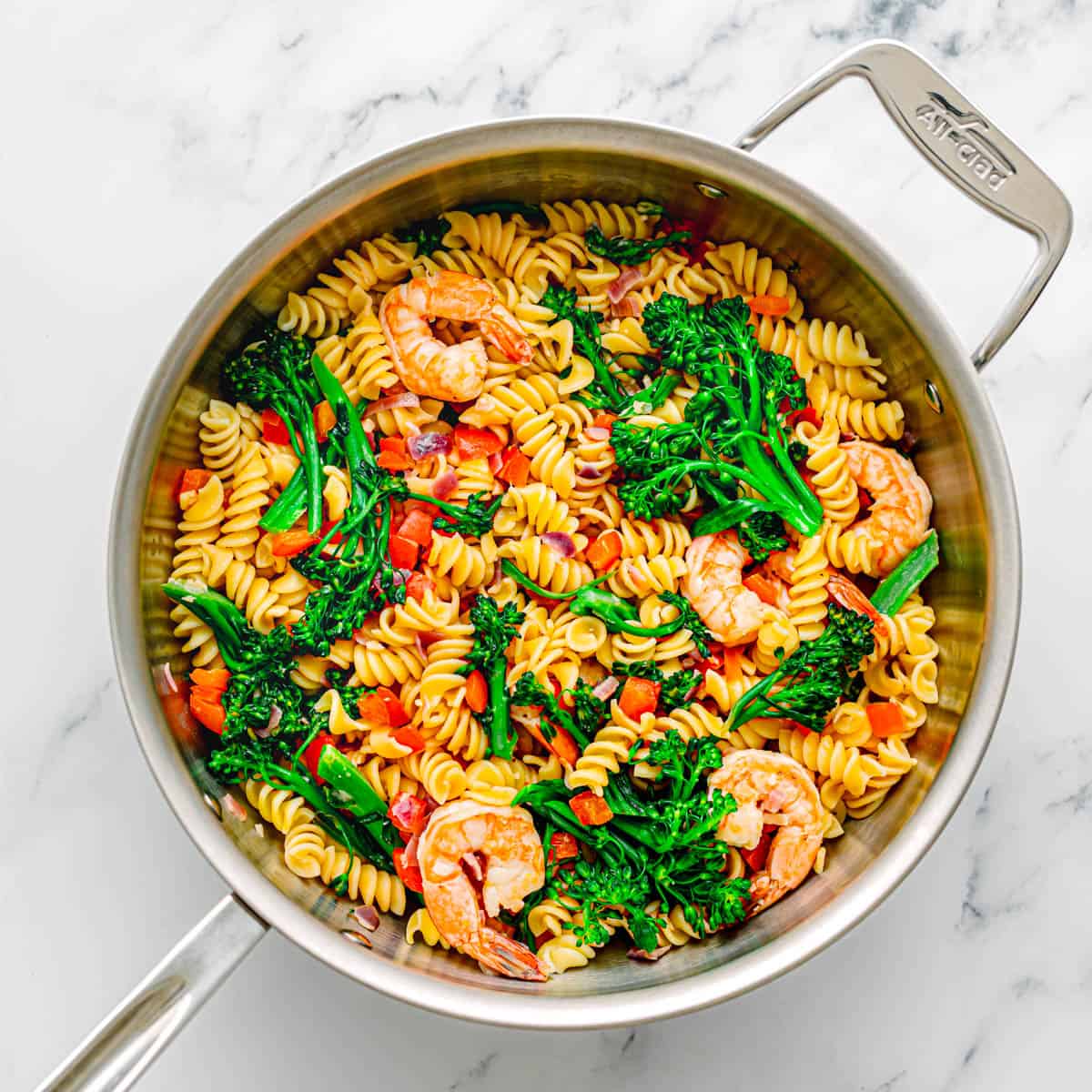 rotini pasta with broccolini and shrimp