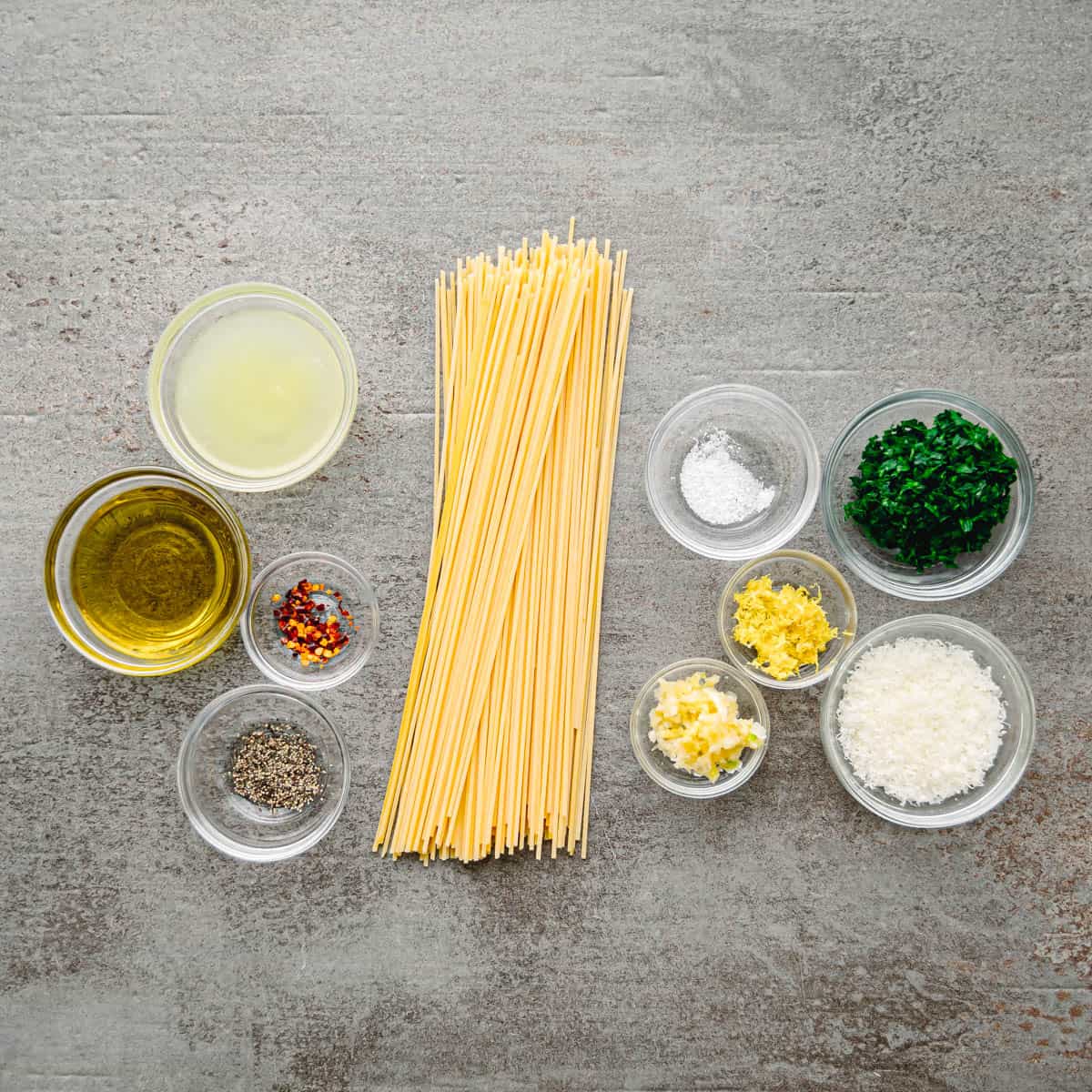 ingredients for lemony pasta. 