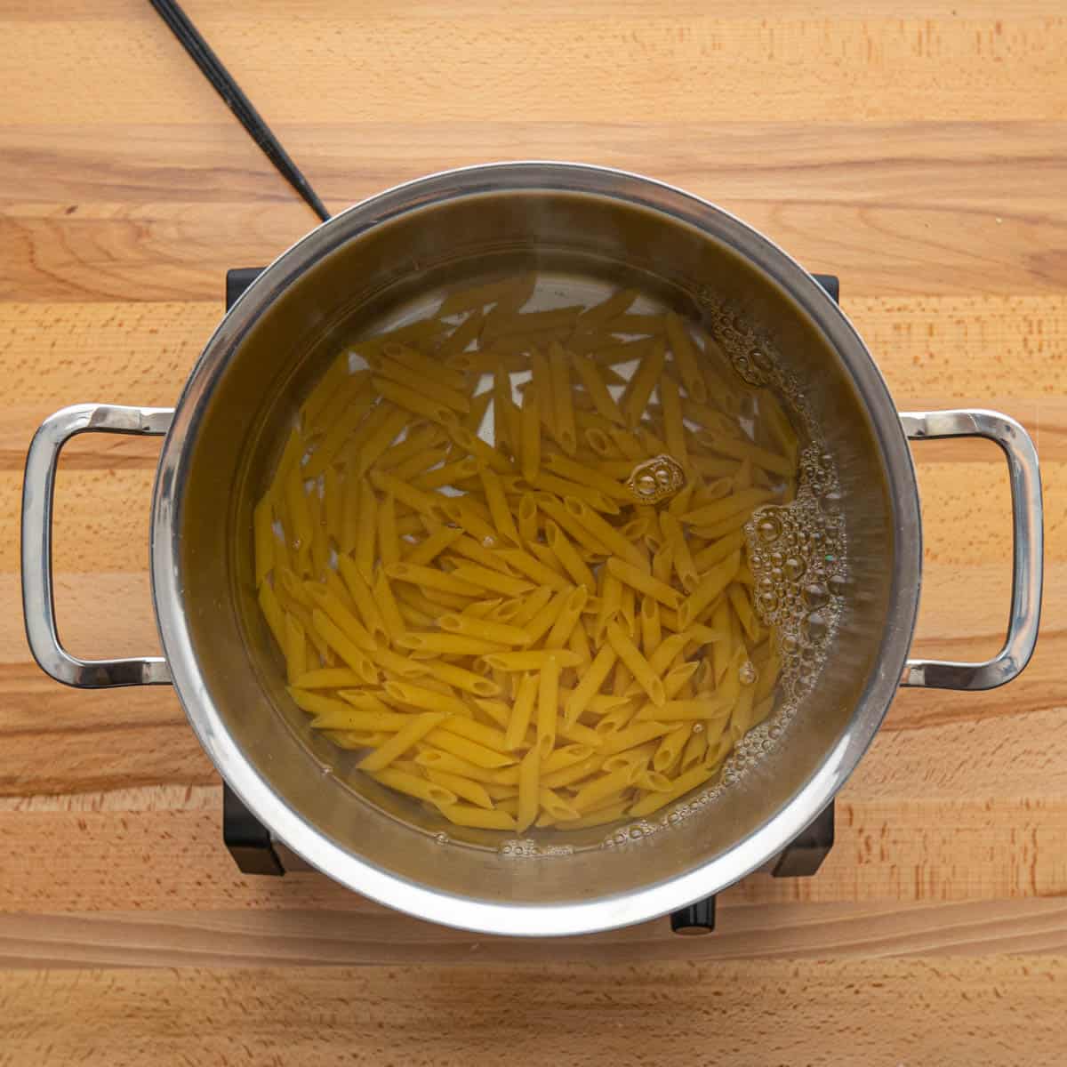 boiling penne.