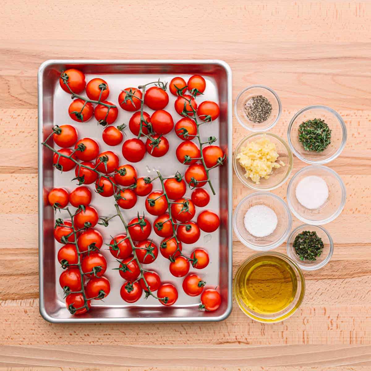 ingredients for roasted tomatoes.