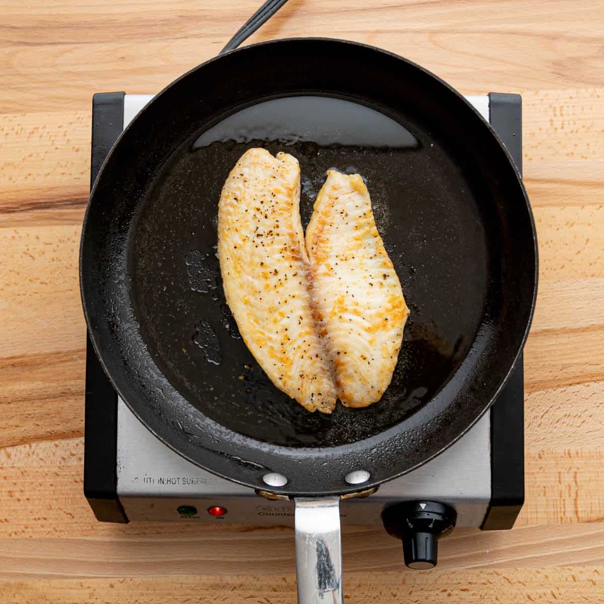  cook the fish fillets for 1.5 - 2 minutes per side or until golden brown. 
