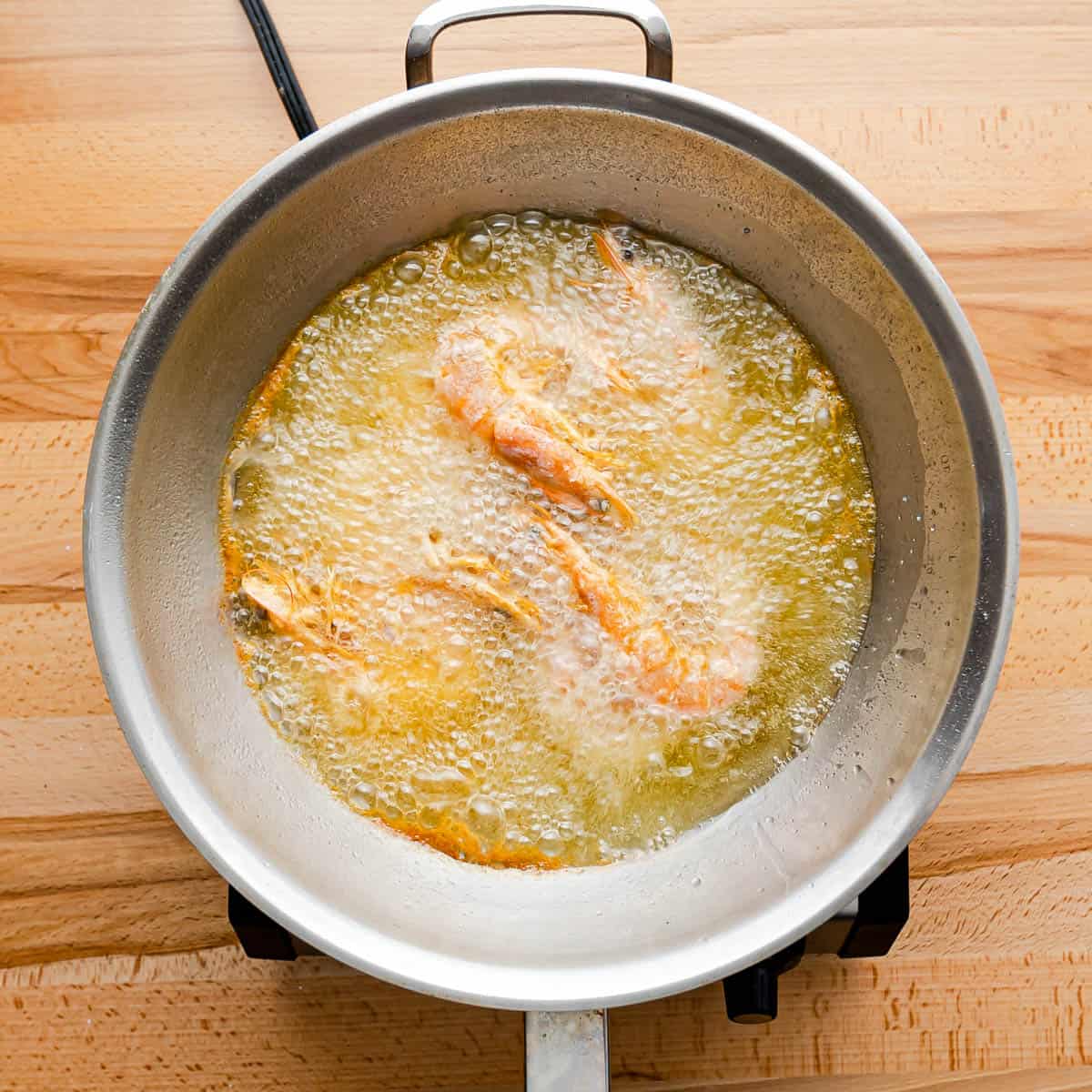 deep frying shrimp. 