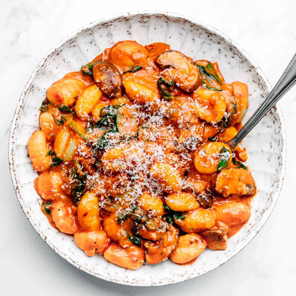 mascarpone and tomato sauce with gnocchi. 