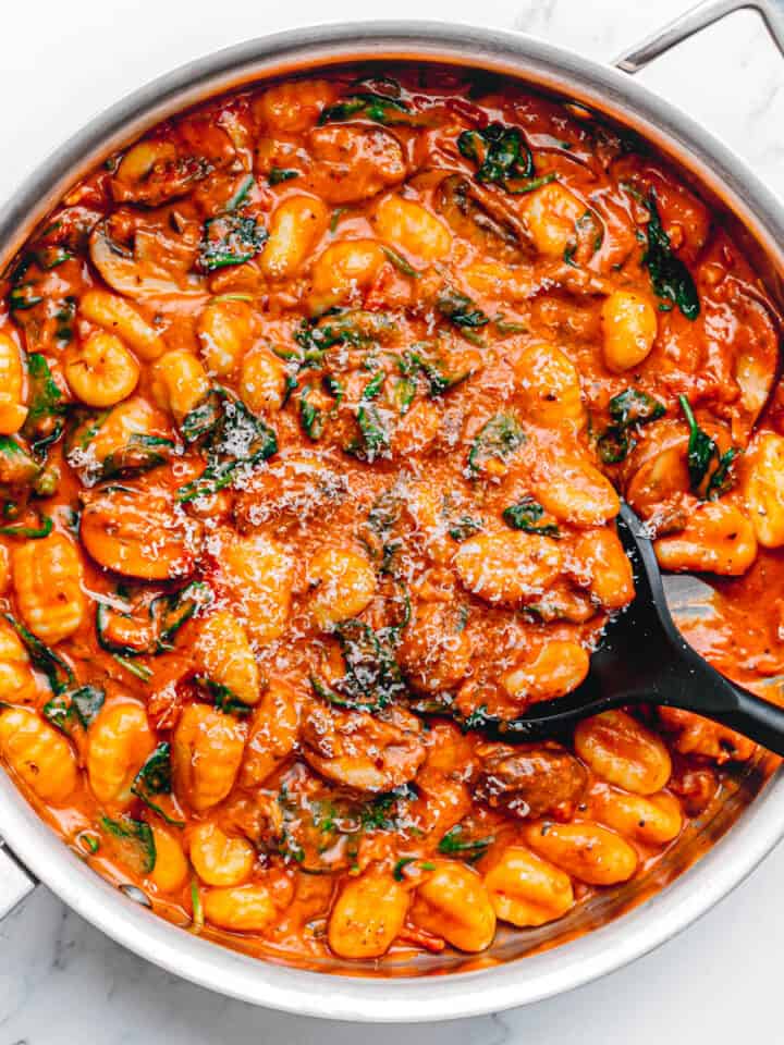 gnocchi with mascarpone and tomato sauce.