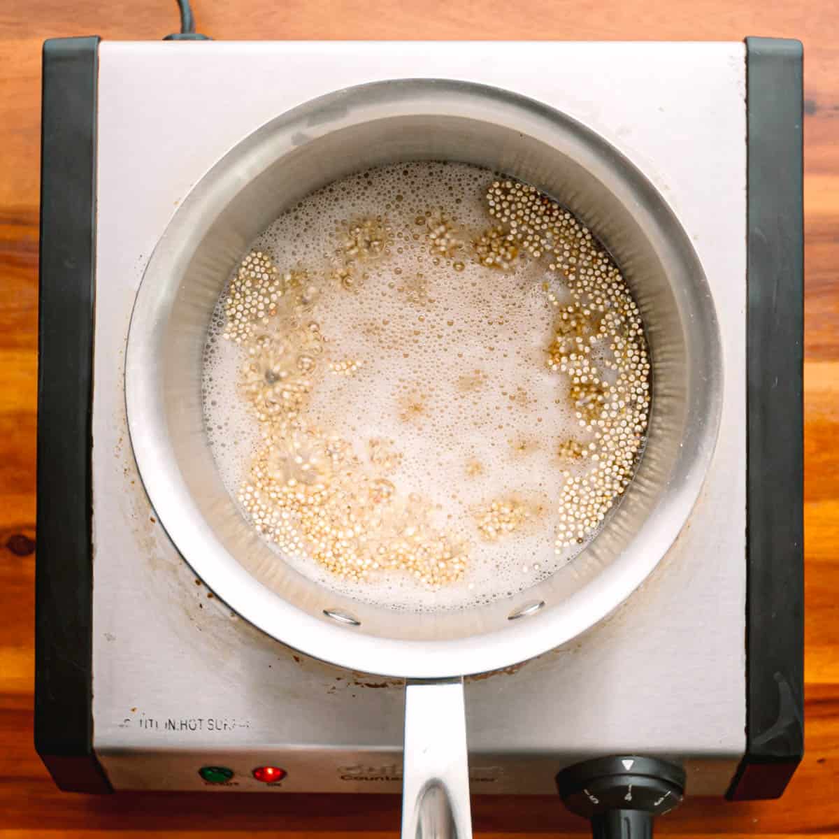 boiling water to cook quinoa.