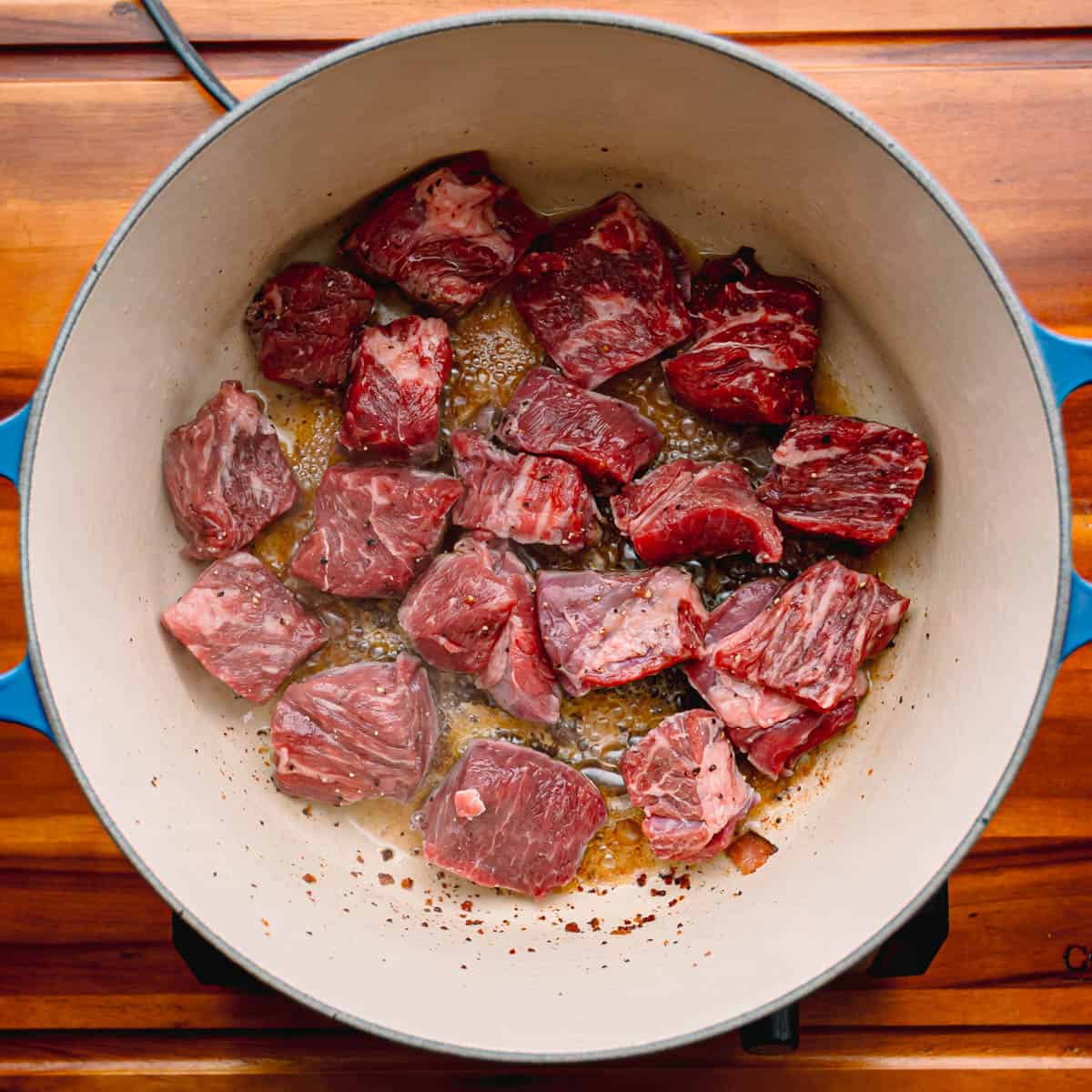 browning beef cubes. 